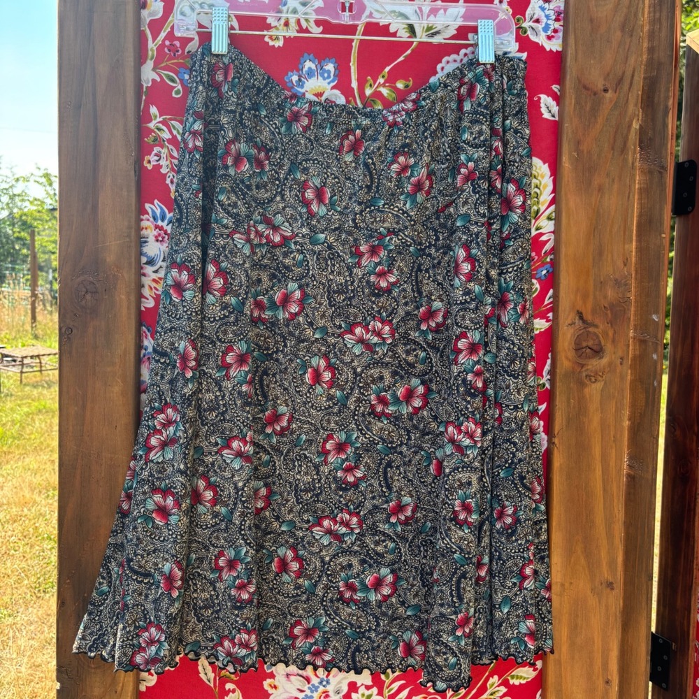 2000's Floral Low Rise Midi Skirt Boho‎ Whimsy Women's Size L-XL
